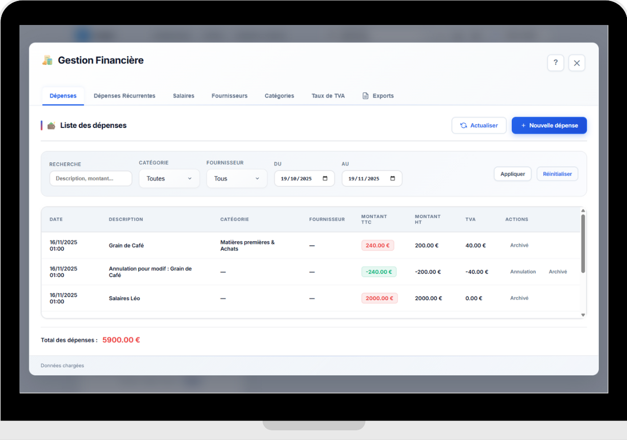 Pré-comptabilité - Dashboard