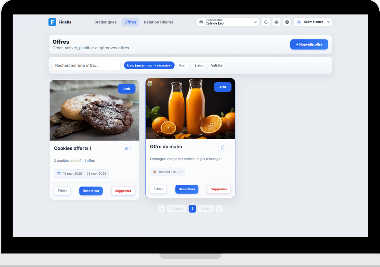 Programme fidélité - Dashboard